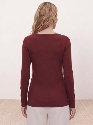 Seamless Merino Wool &amp; Silk Boat-Neck Knit Top