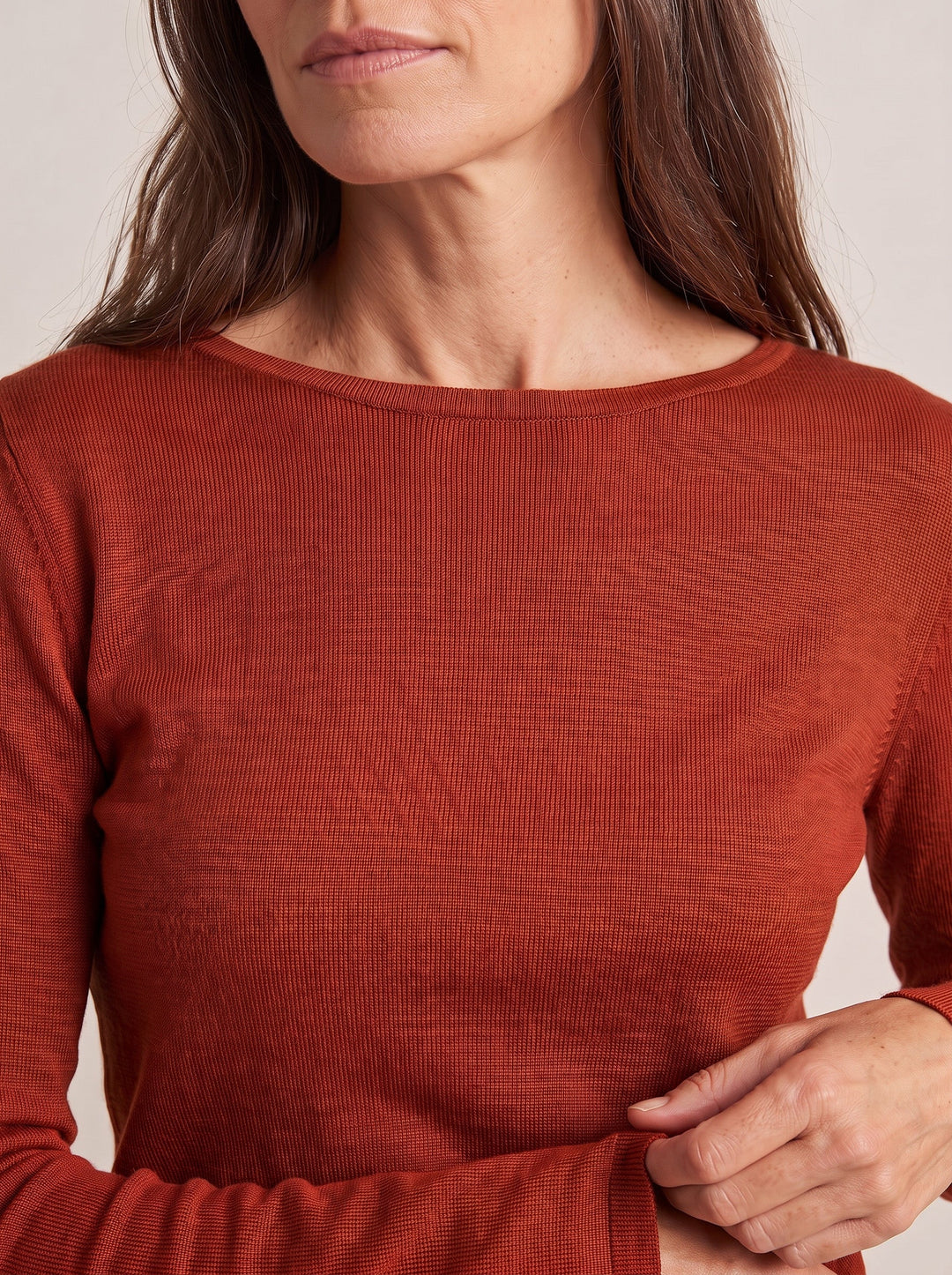 Seamless Merino Wool &amp; Silk Boat-Neck Knit Top