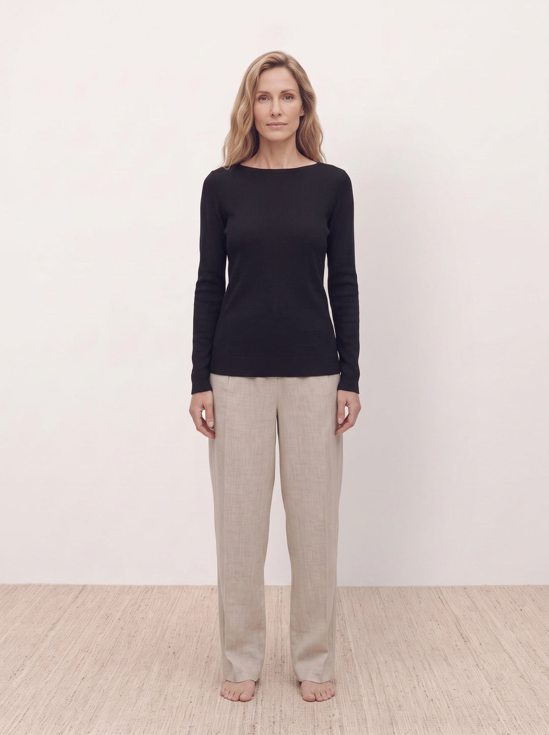 Seamless Merino Wool &amp; Silk Boat-Neck Knit Top