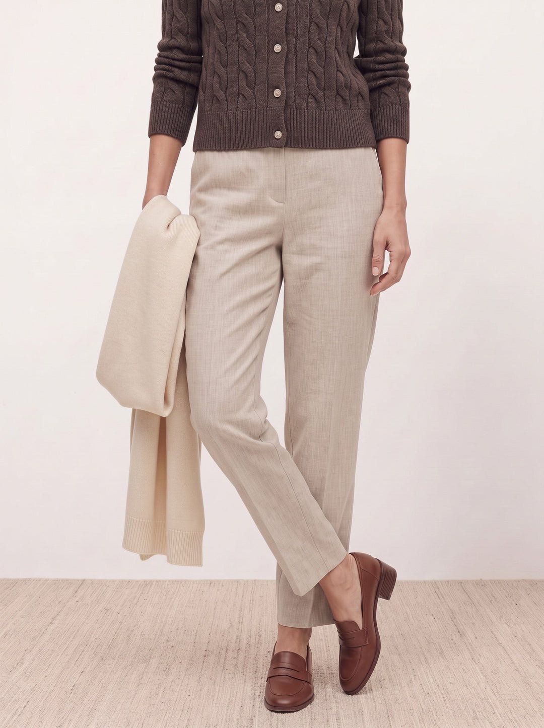 Cable-Knit Crew Cardigan