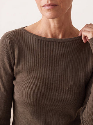 Seamless Merino Wool &amp; Silk Boat-Neck Knit Top