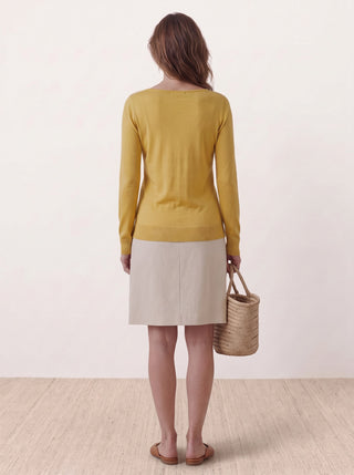 Seamless Merino Wool &amp; Silk Boat-Neck Knit Top