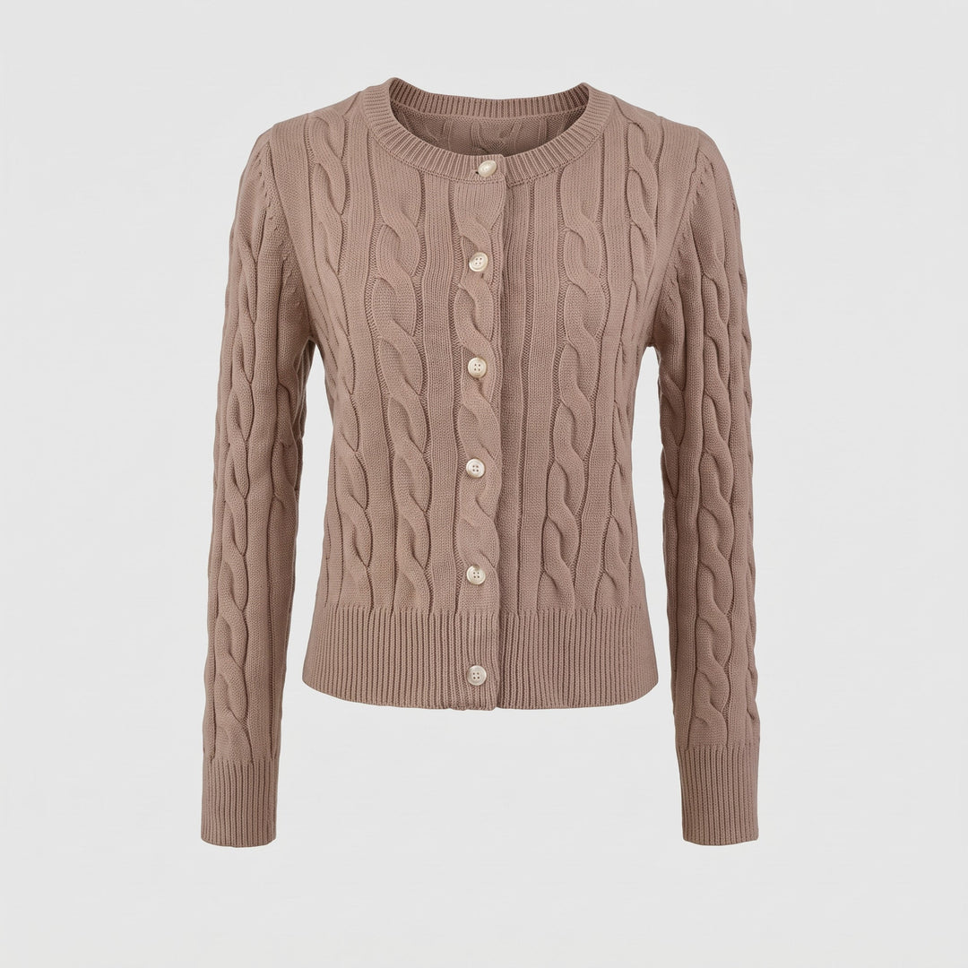 Cable-Knit Crew Cardigan
