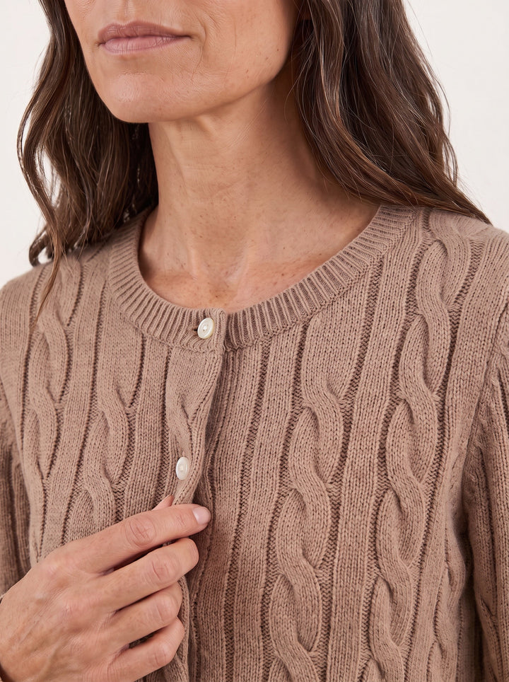 Cable-Knit Crew Cardigan