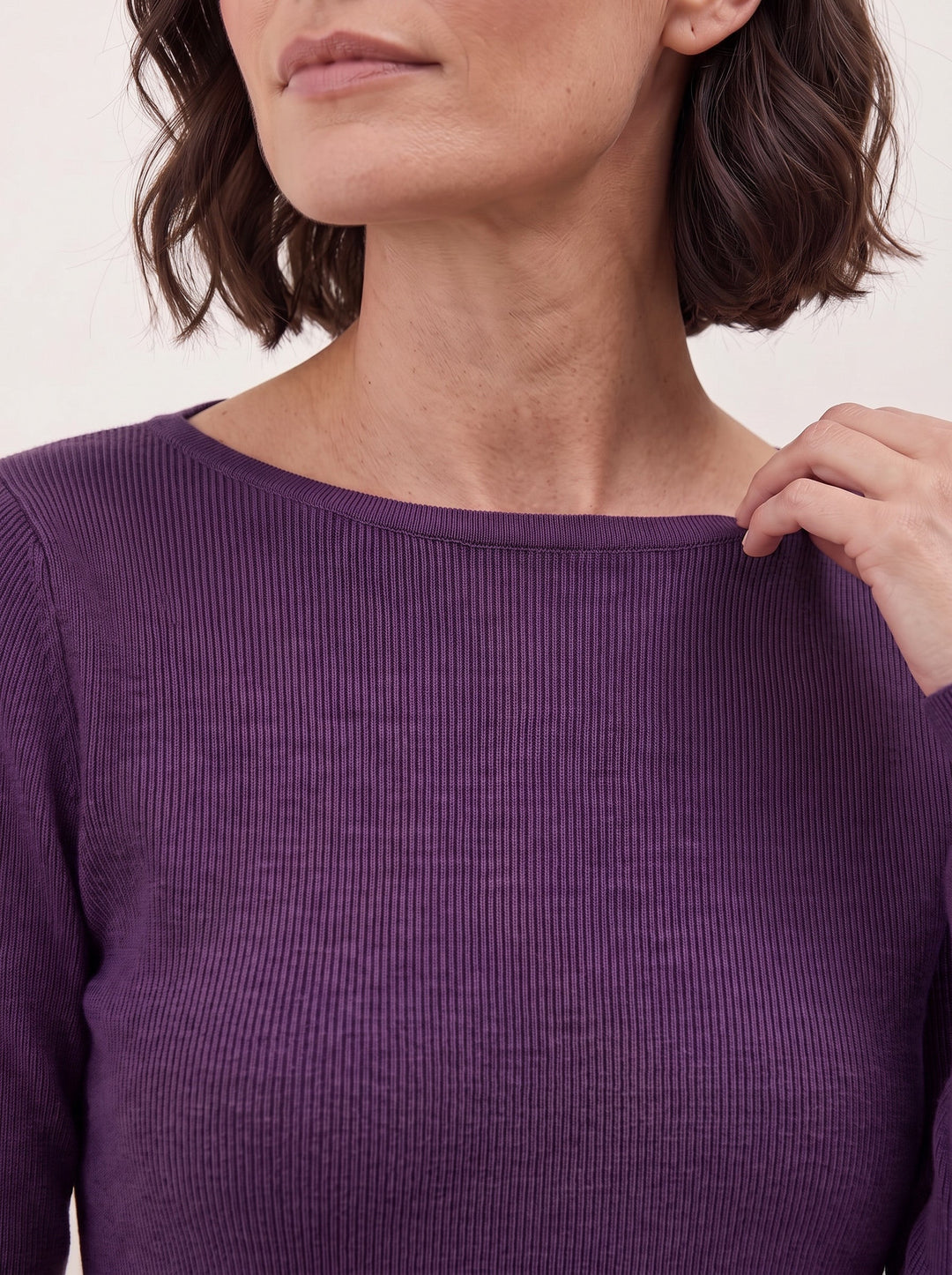 Seamless Merino Wool &amp; Silk Boat-Neck Knit Top