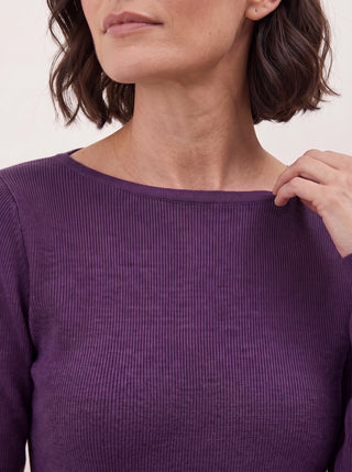 Seamless Merino Wool &amp; Silk Boat-Neck Knit Top