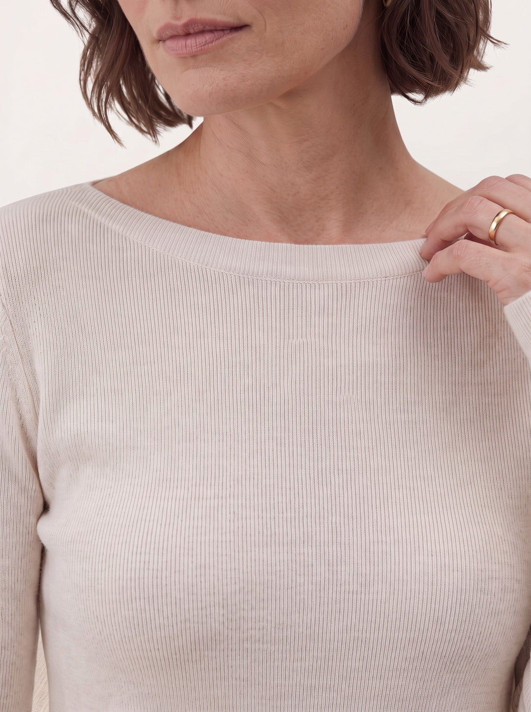 Seamless Merino Wool &amp; Silk Boat-Neck Knit Top