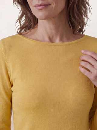 Seamless Merino Wool &amp; Silk Boat-Neck Knit Top