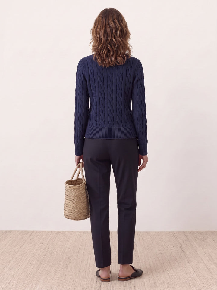 Cable-Knit Crew Cardigan