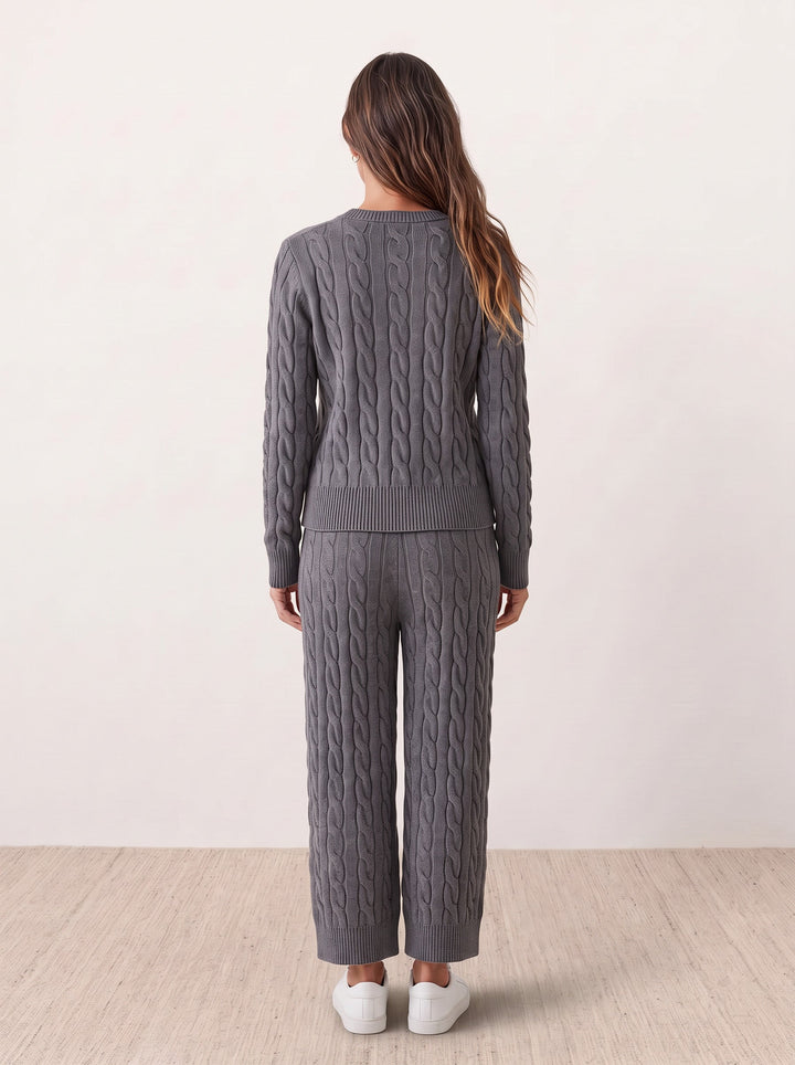 Cable-Knit Crew Cardigan