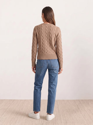Cable-Knit Crew Cardigan