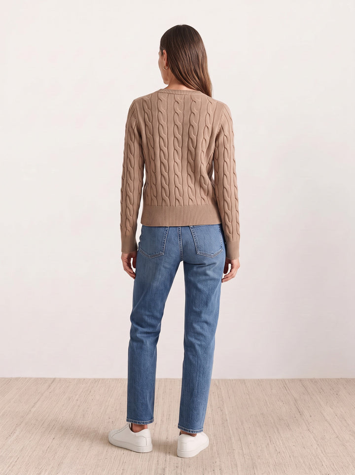 Cable-Knit Crew Cardigan