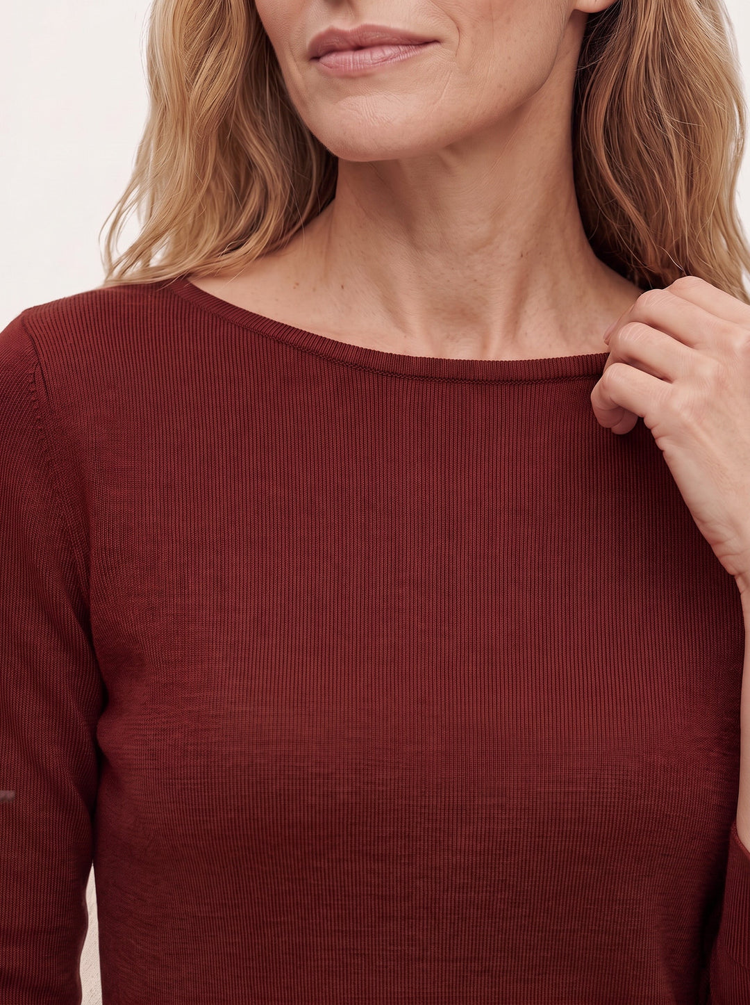 Seamless Merino Wool &amp; Silk Boat-Neck Knit Top