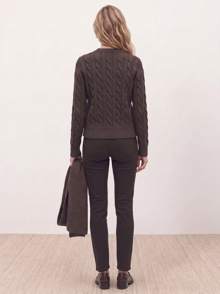Cable-Knit Crew Cardigan