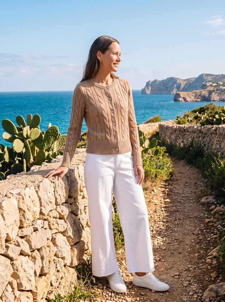 Cable-Knit Crew Cardigan