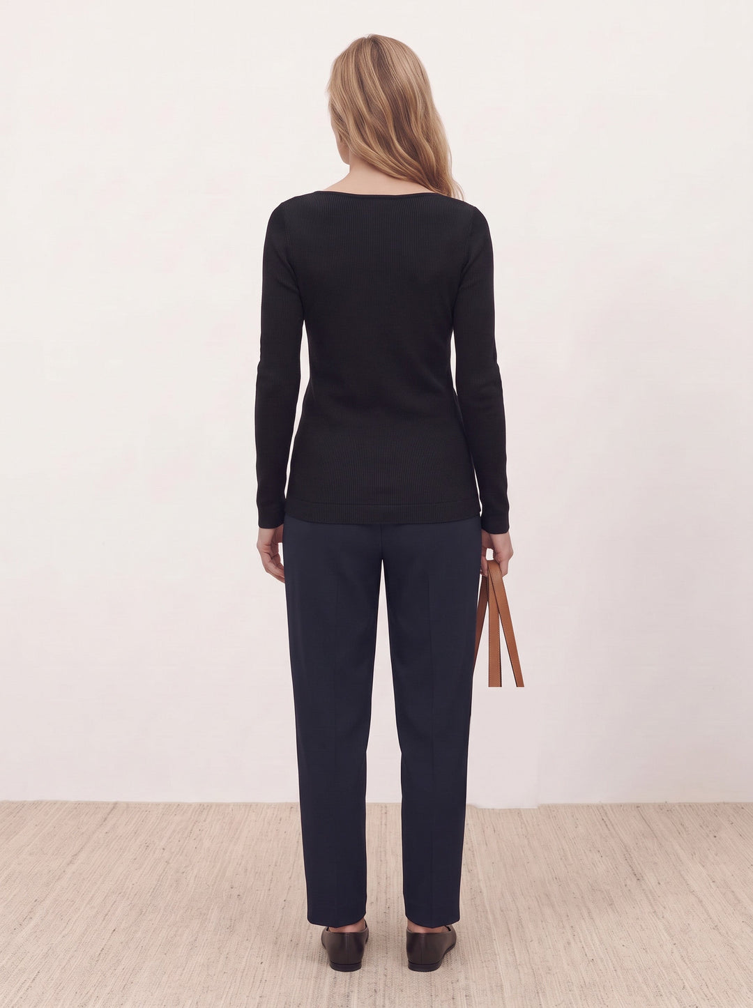 Seamless Merino Wool &amp; Silk Boat-Neck Knit Top