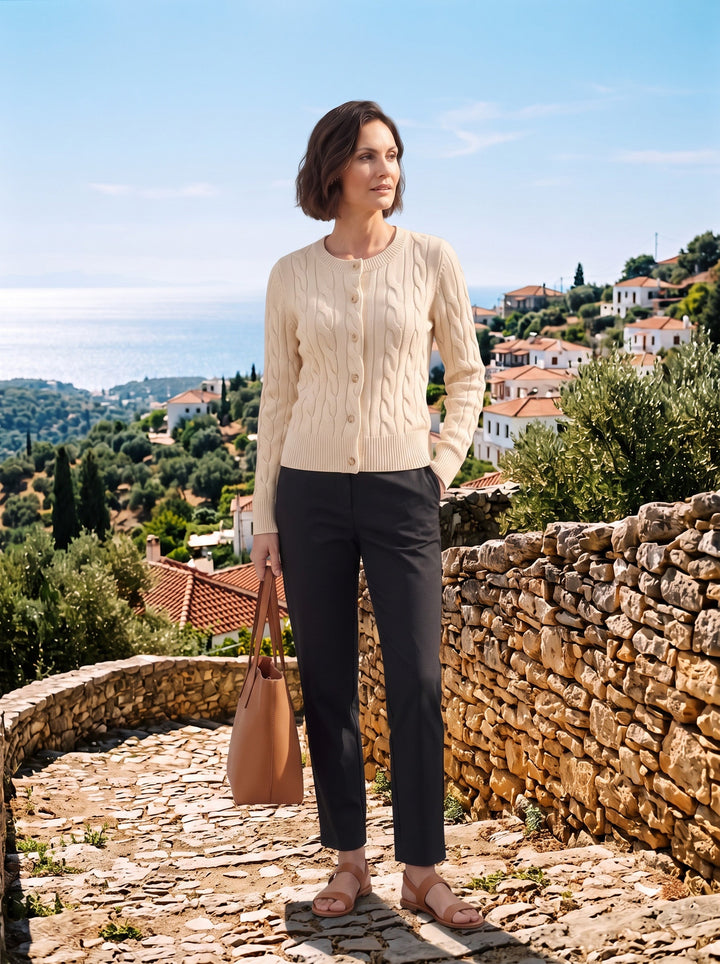 Cable-Knit Crew Cardigan