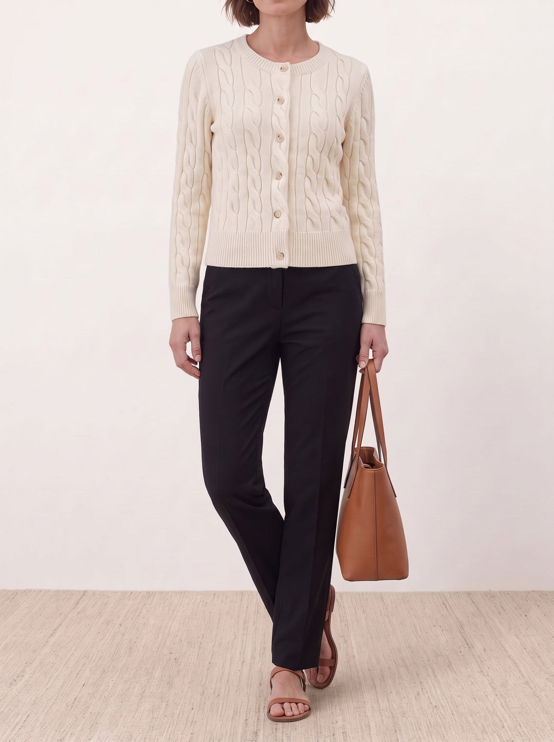 Cable-Knit Crew Cardigan