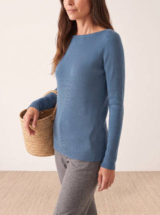 Seamless Merino Wool &amp; Silk Boat-Neck Knit Top