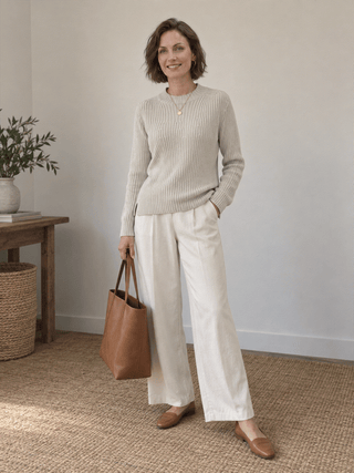 Pure Cotton Ribbed Mock-Neck Sweater