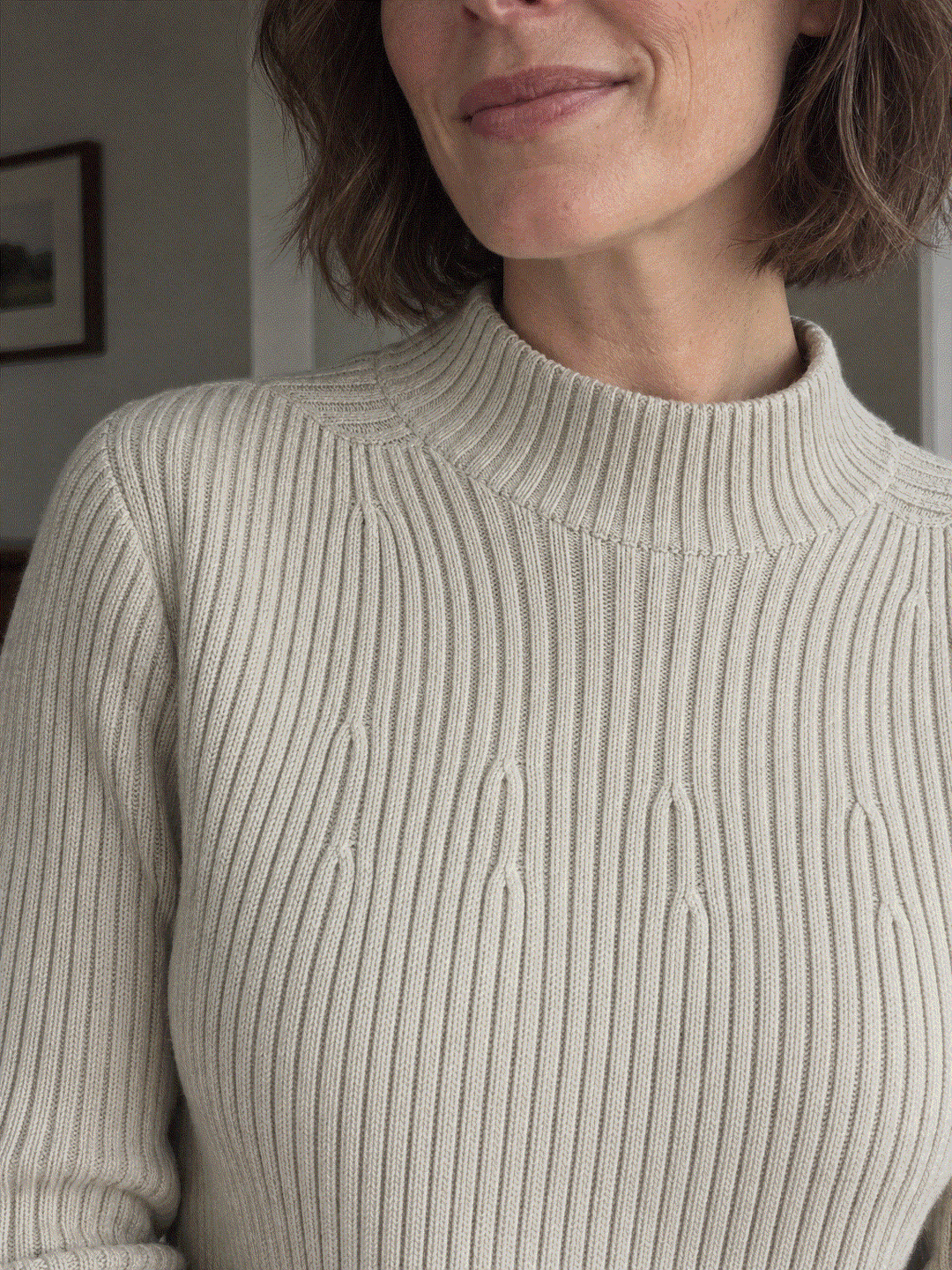 Pure Cotton Ribbed Mock-Neck Sweater