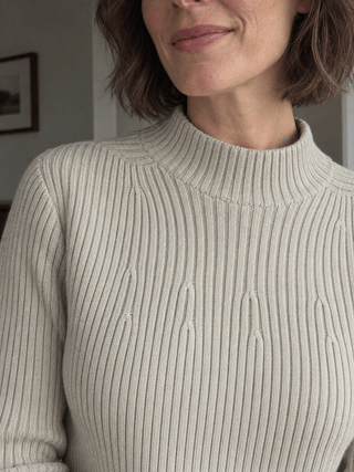 Pure Cotton Ribbed Mock-Neck Sweater
