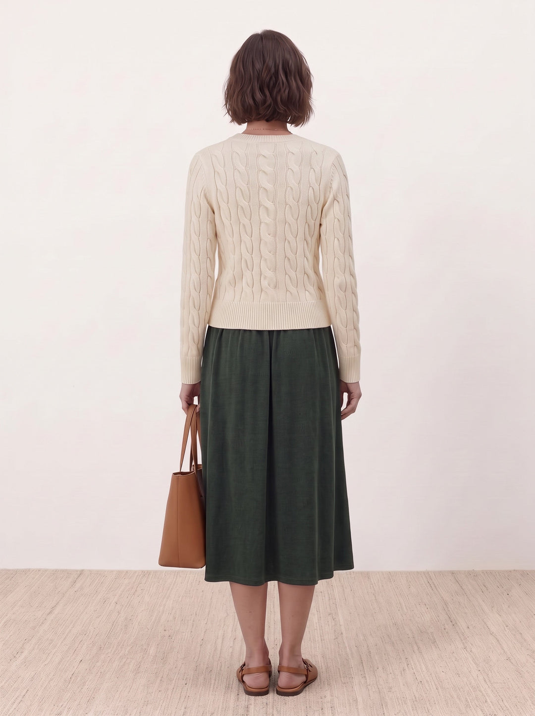 Cable-Knit Crew Cardigan