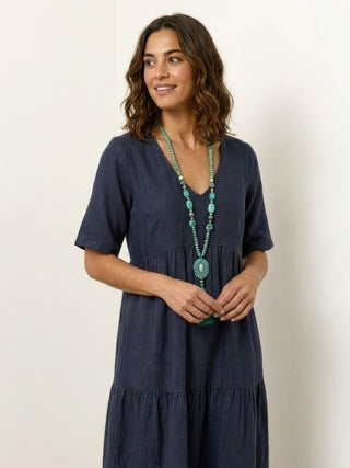 V-neck Two-Tiered Maxi Swing Dress